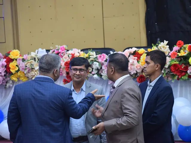 Felicitation and greeting moment during the program.
